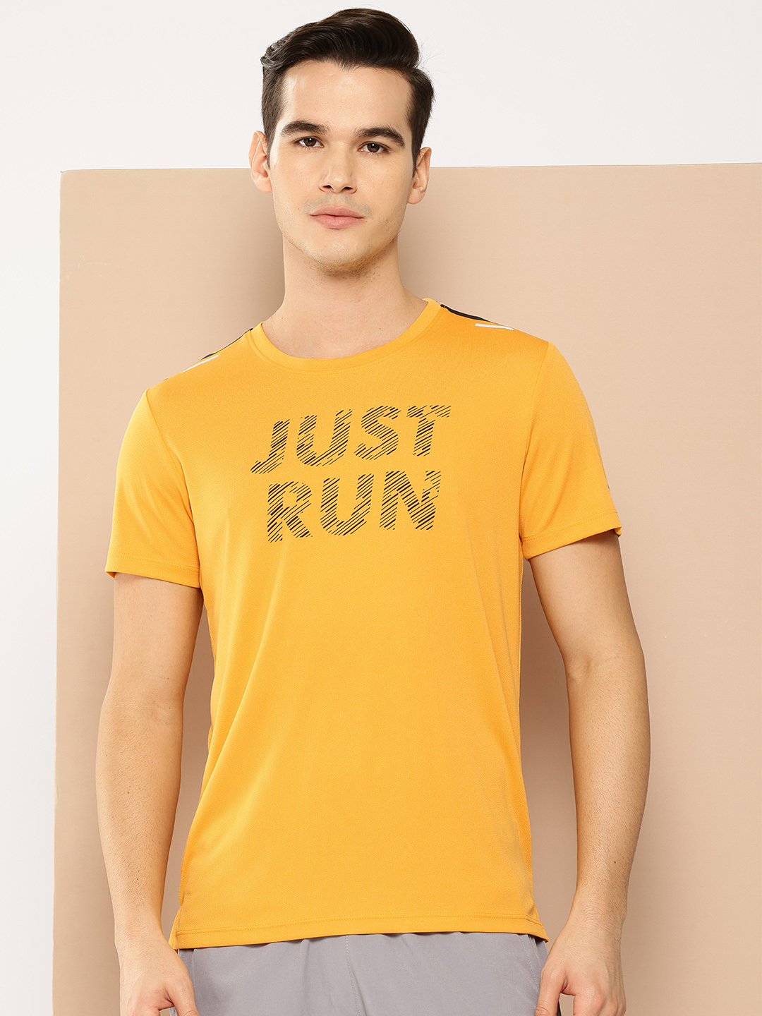Alcis Men Typography Printed Anti Static Slim Fit T-shirt