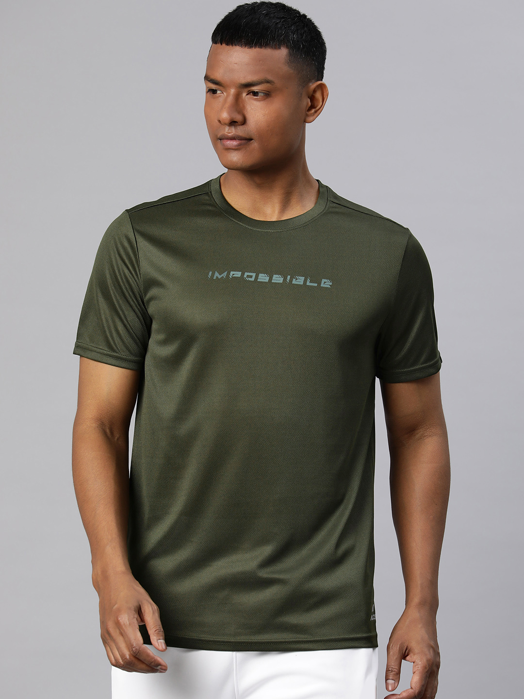 Men Typography Printed Dry Tech Slim Fit Sports T-shirt