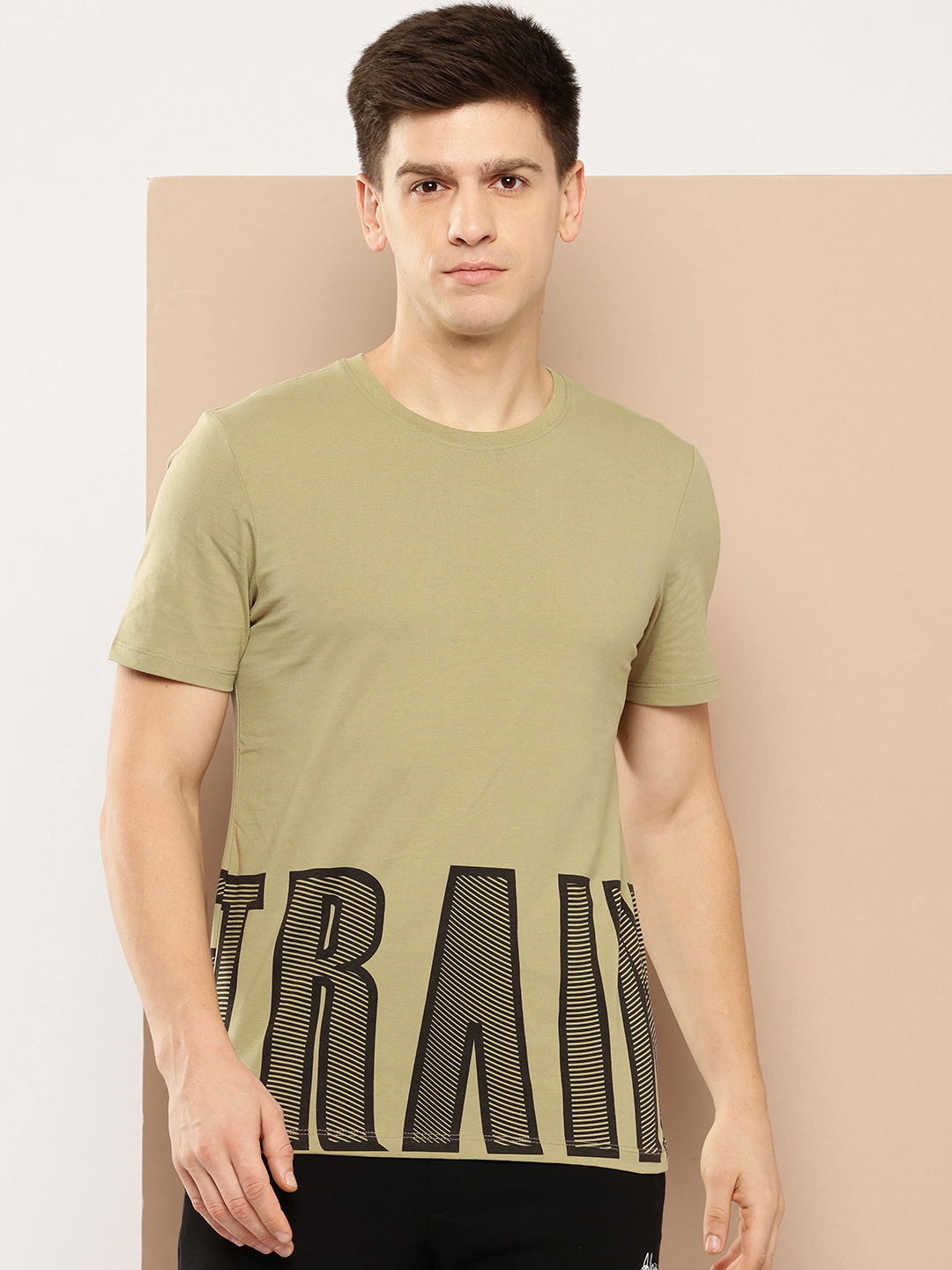 Men Typography Printed Dry Tech Sports T-shirt