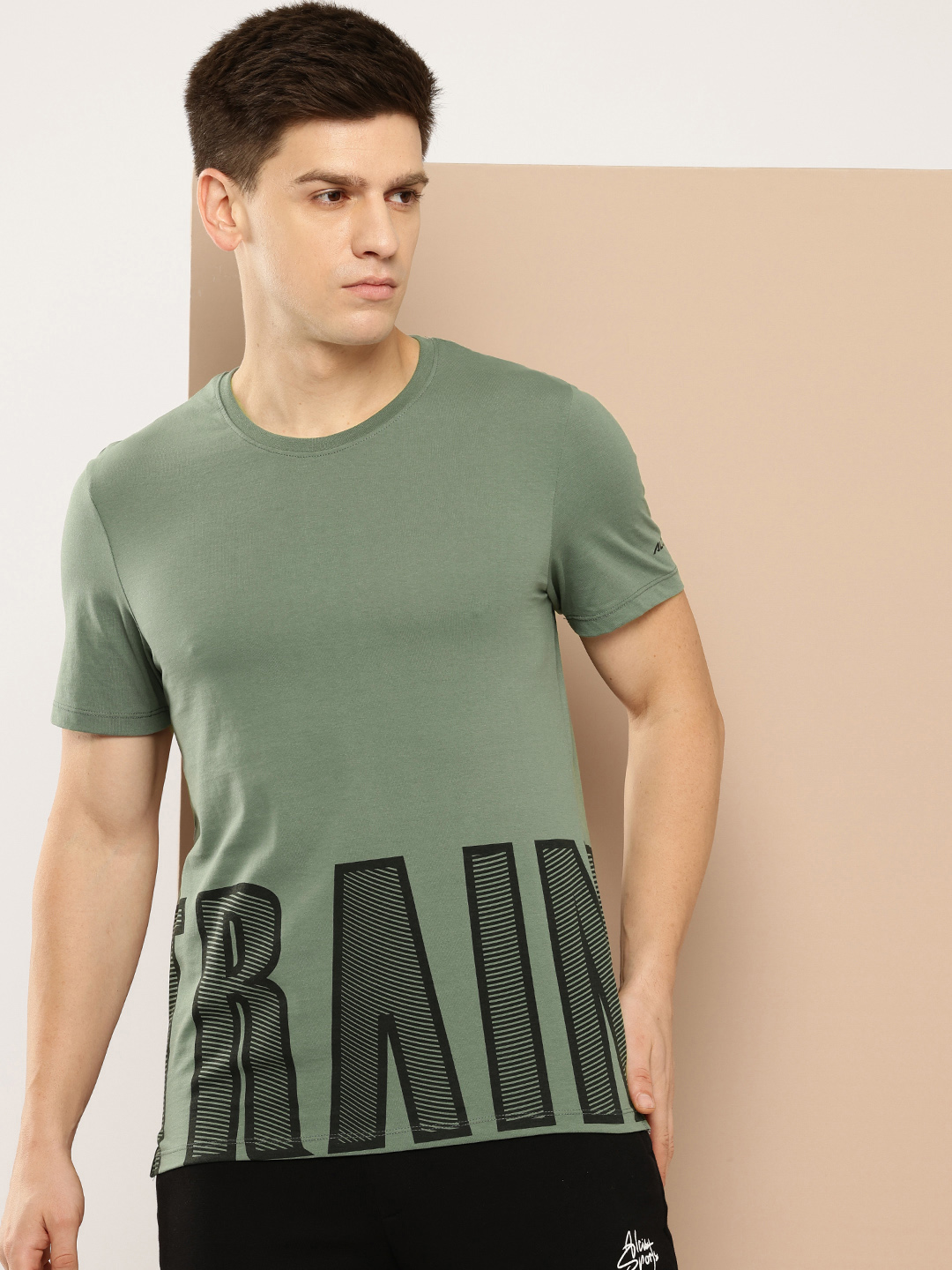 Men Typography Printed Dry Tech Sports T-shirt