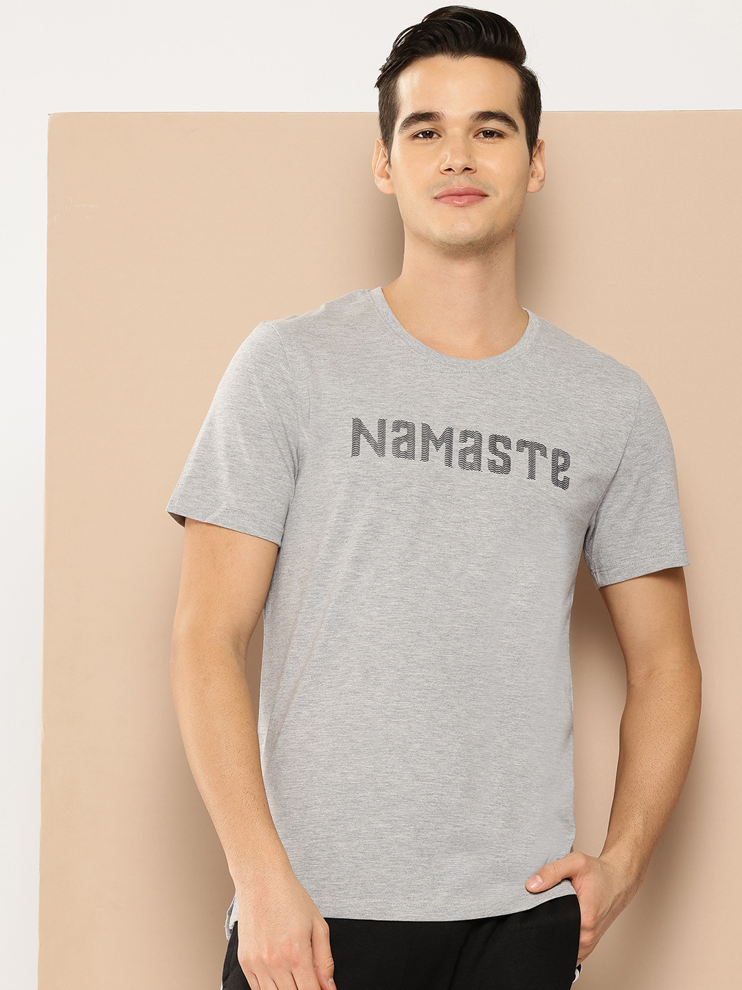 Men Typography Printed Dry Tech T-shirt