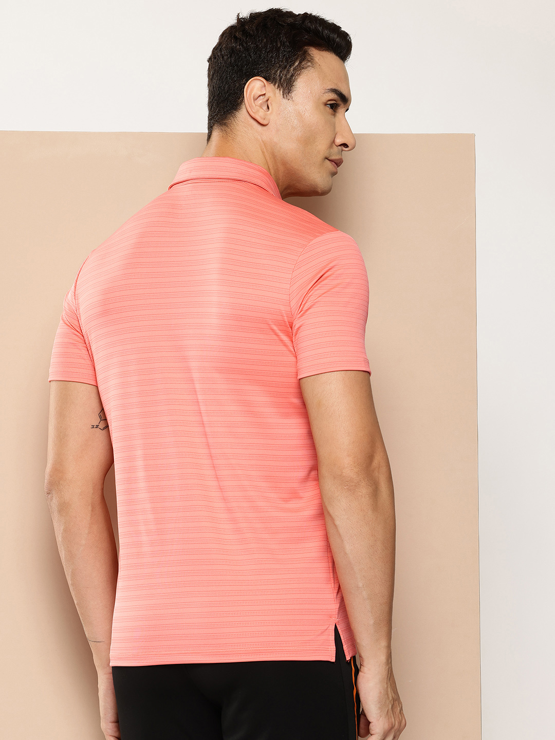 Alcis Peach Printed Polo Collar Golf Polo Neck T-shirt (3)