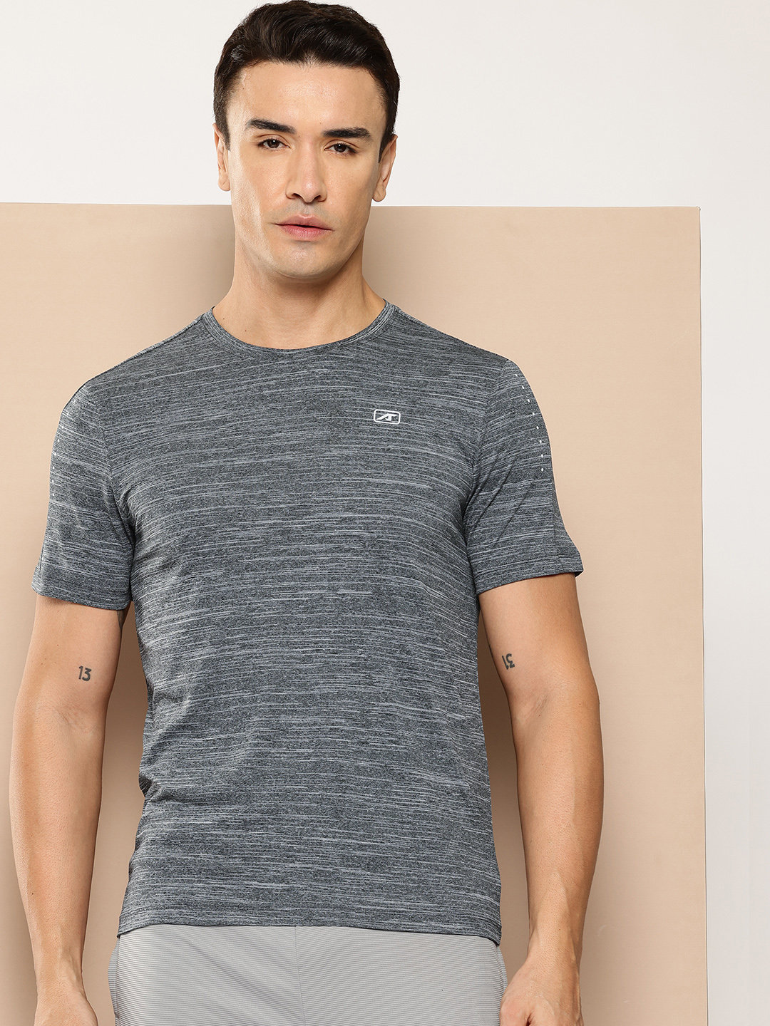 Printed Slim Fit Sports Round Neck T-shirt