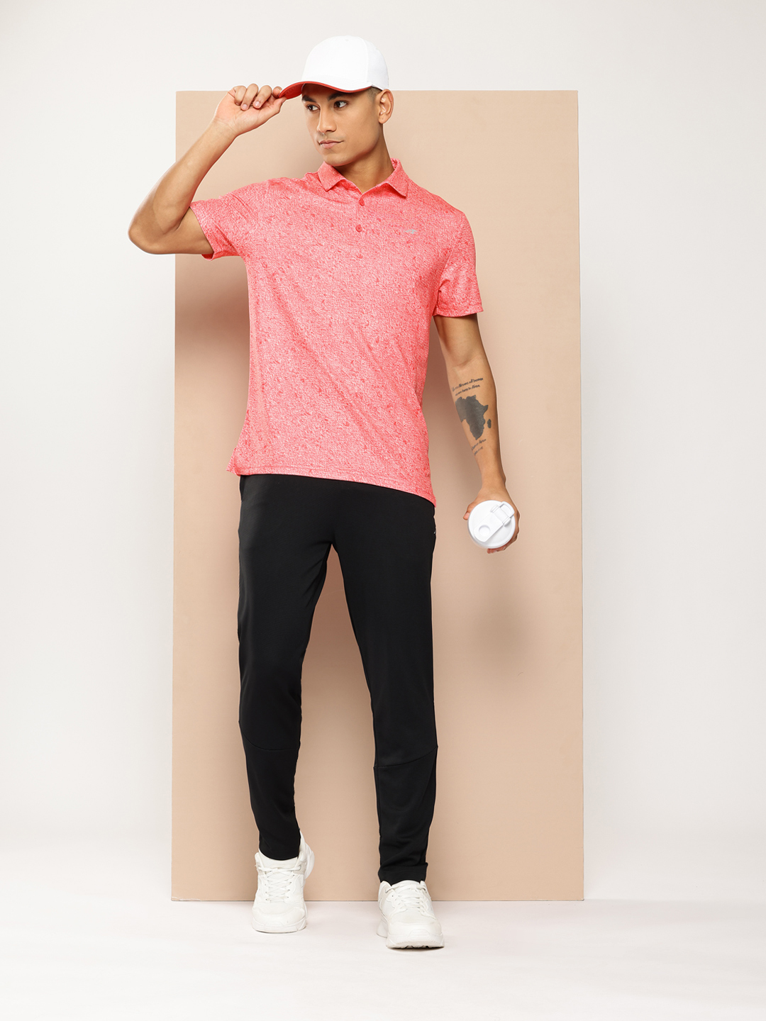 Alcis Red Printed Polo Collar Golf Polo Neck T-shirt (4)