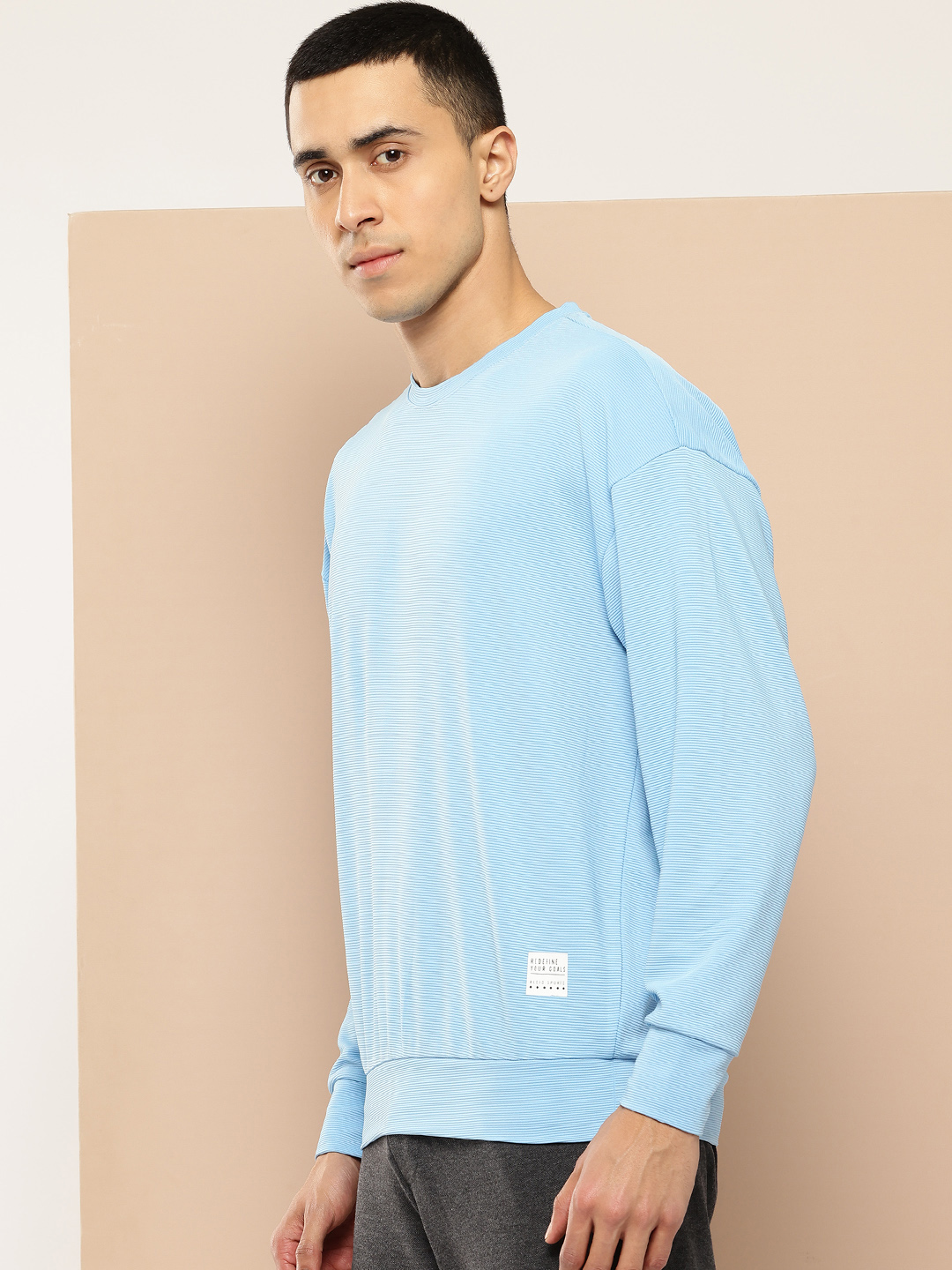 Alcis Solid Drop Shoulder Sleeve Sweatshirt  with Typography Detail (2)