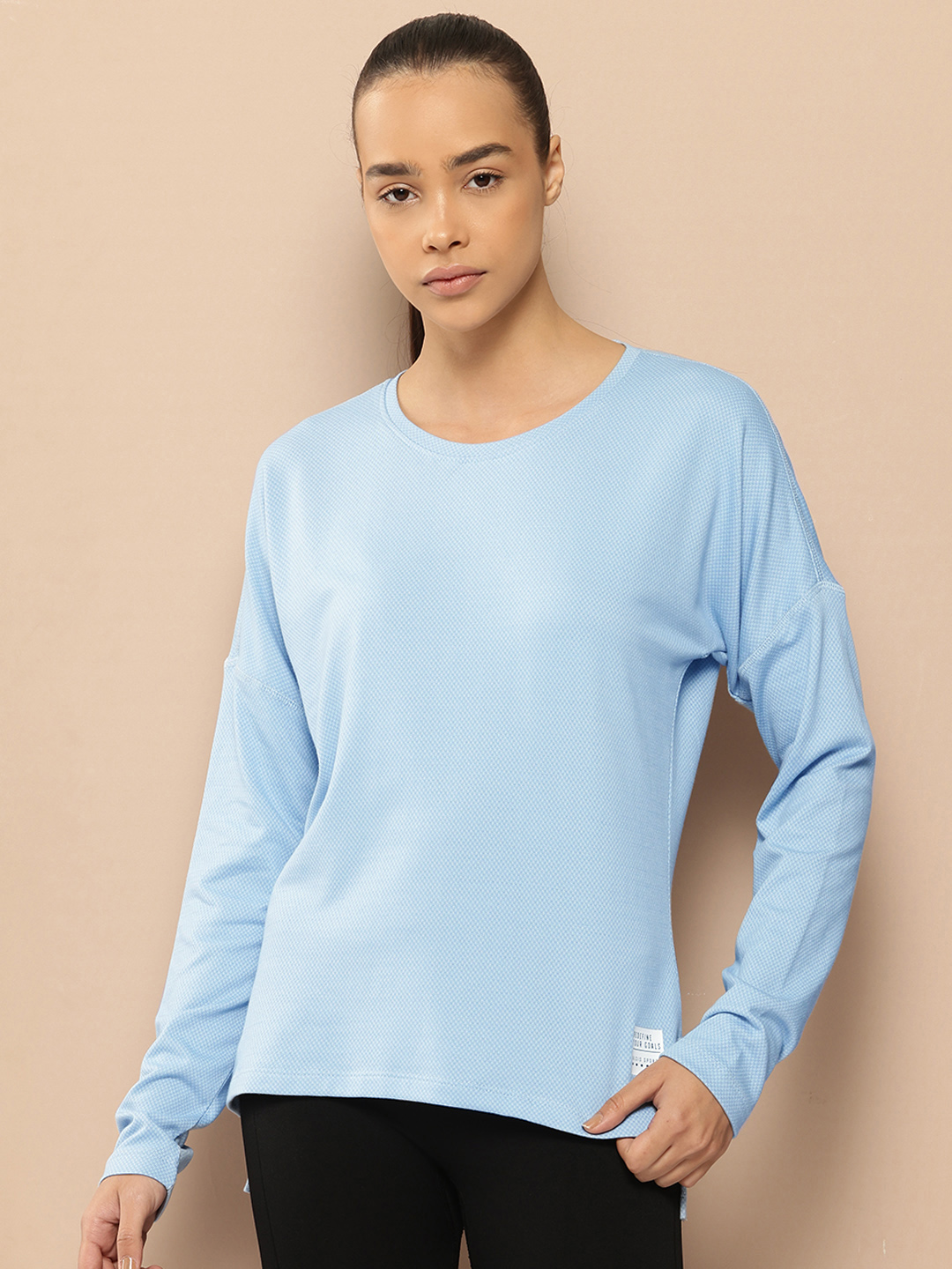 Alcis Solid Drop-Shoulder Sleeves T-shirt
