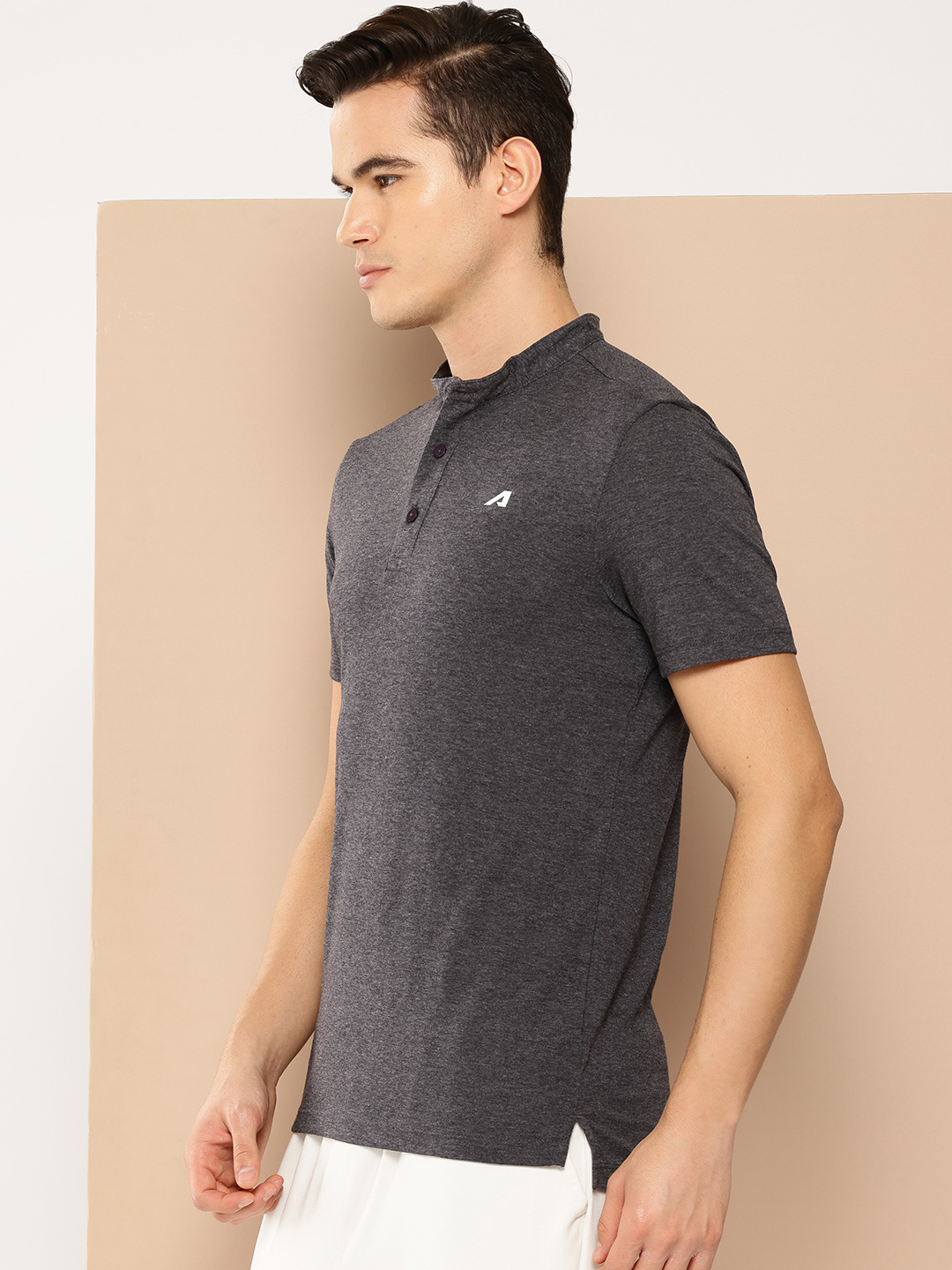Alcis Solid T-shirt with Brand Logo Detail (2)