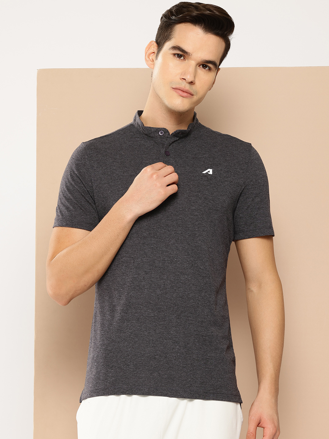 Solid T-shirt with Brand Logo Detail