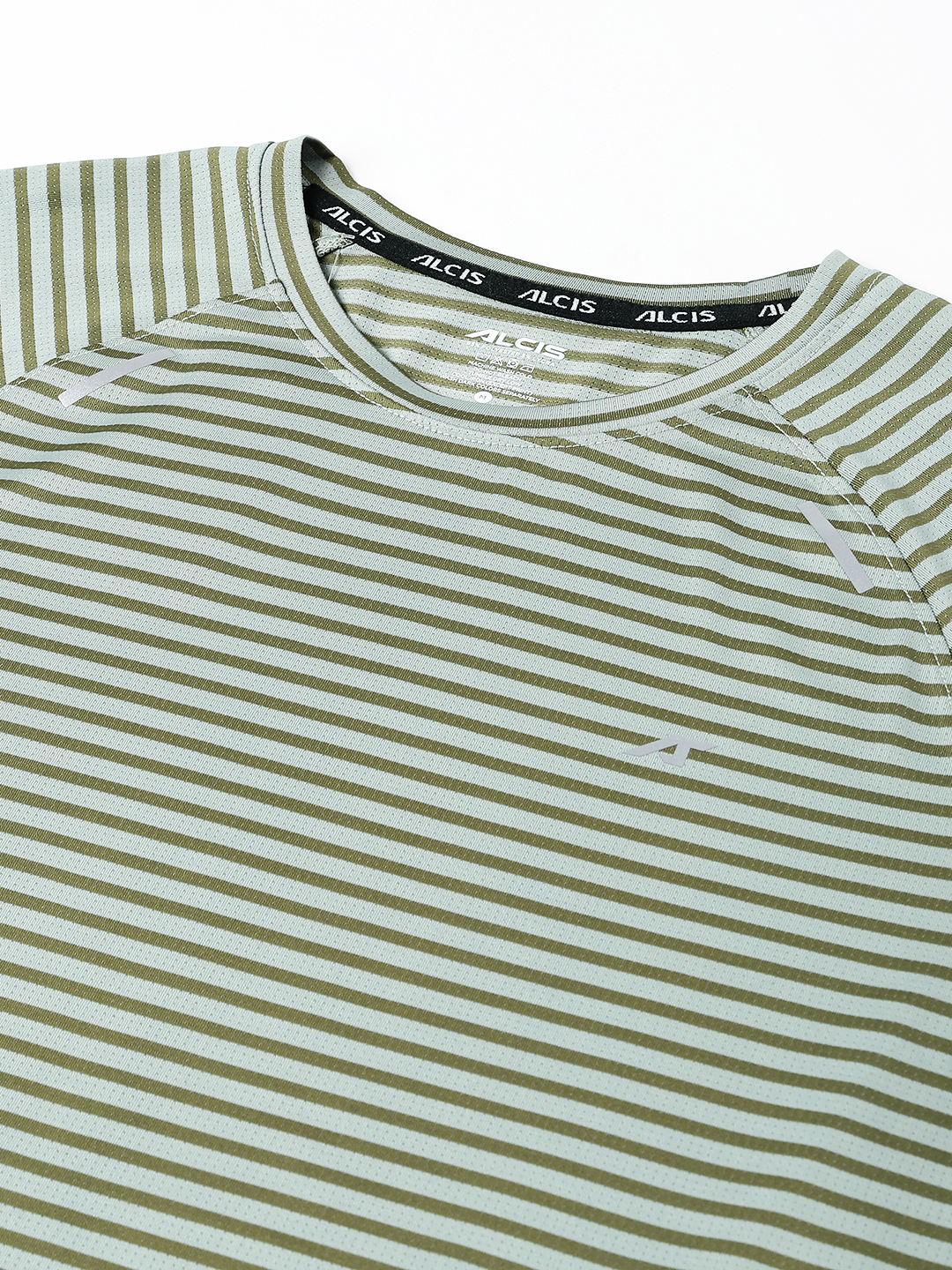 Alcis Striped Slim Fit Anti-Static Round Neck T-shirt (10)