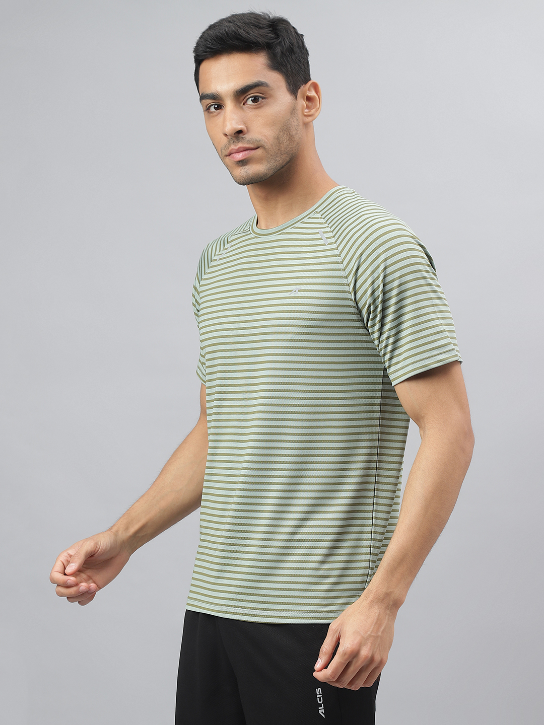 Alcis Striped Slim Fit Anti-Static Round Neck T-shirt (2)