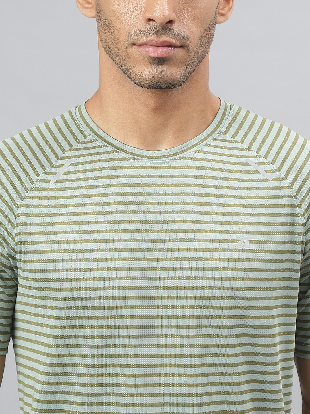 Alcis Striped Slim Fit Anti-Static Round Neck T-shirt (6)