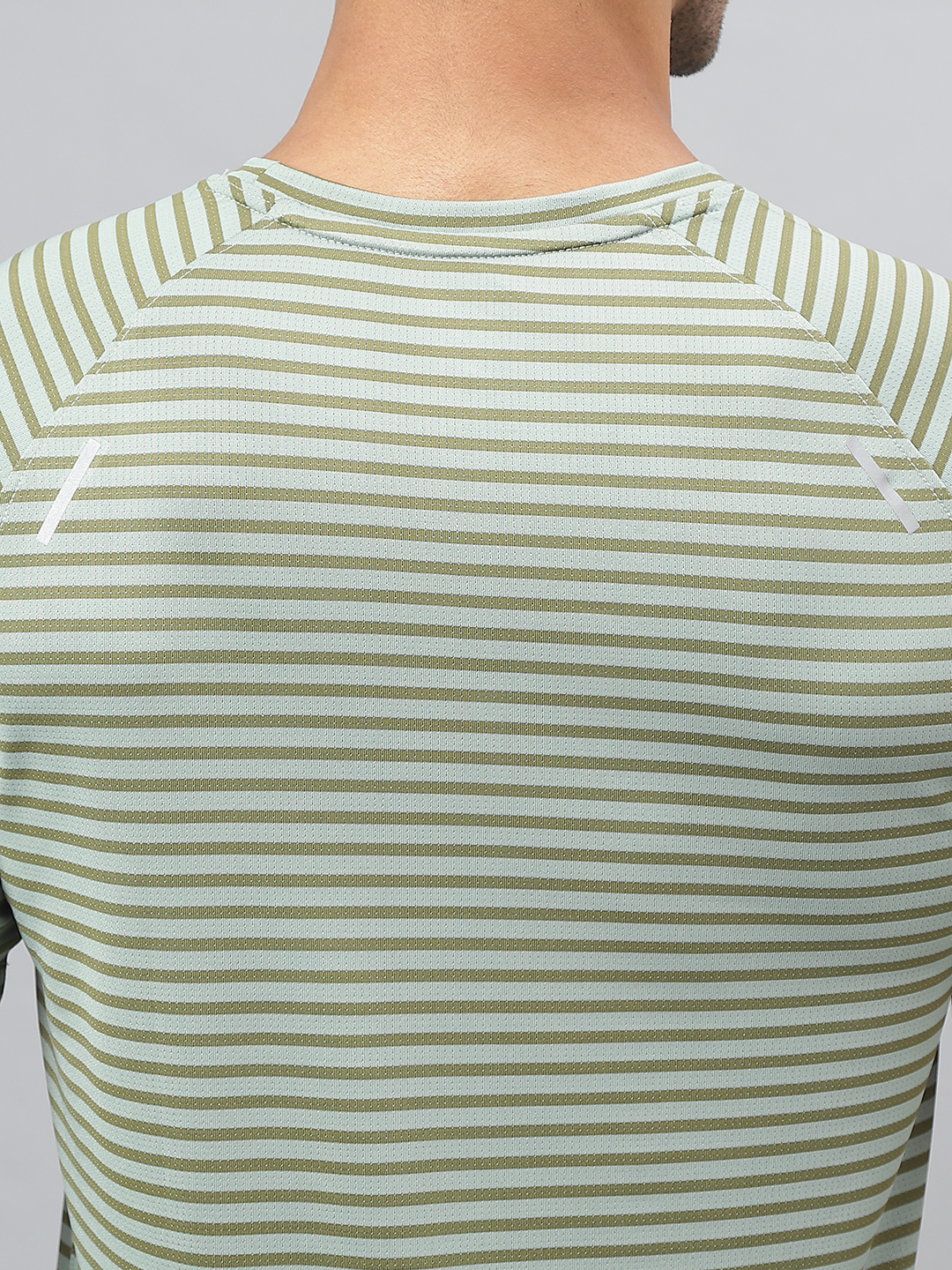 Alcis Striped Slim Fit Anti-Static Round Neck T-shirt (7)