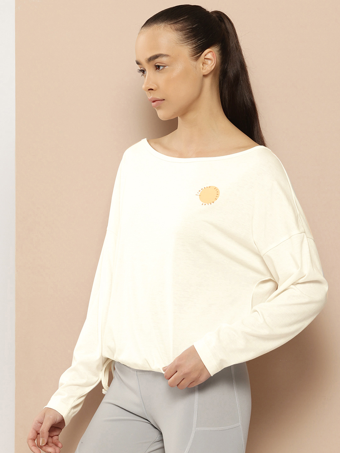 Alcis Typography Detail Drop-Shoulder Sleeves Yoga T-shirt (2)