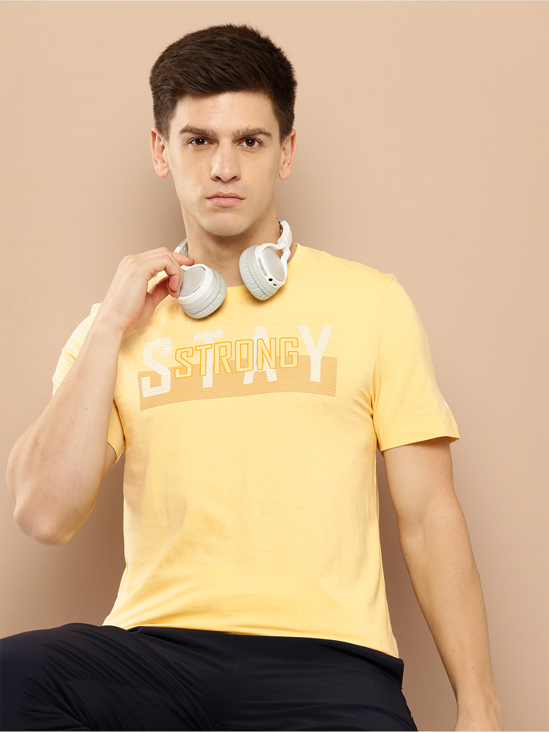 Typography Printed Anti Static Slim Fit Sports T-shirt