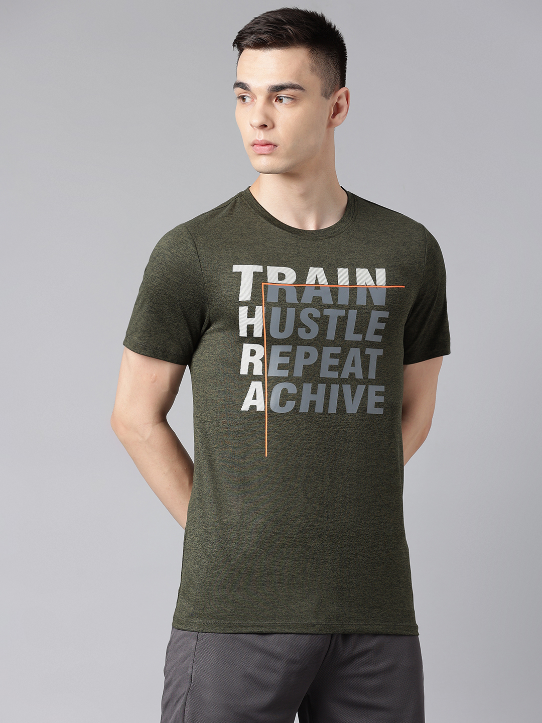 Typography Printed Dry Tech Slim Fit Round Neck T-shirt