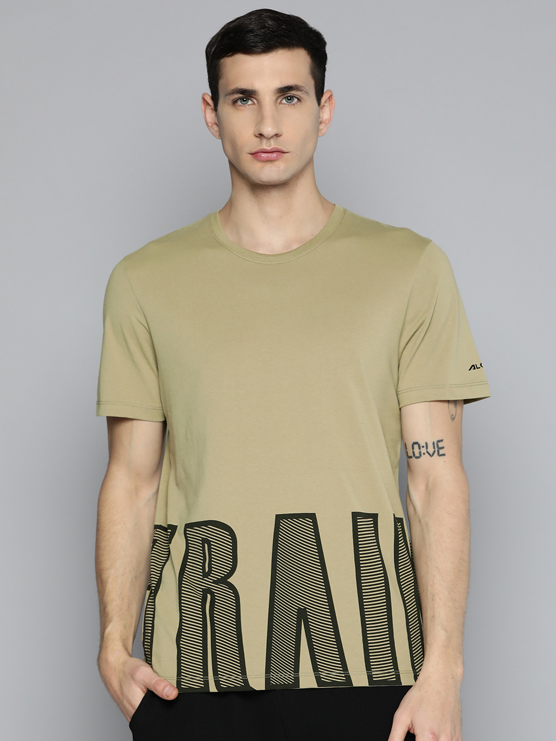 Typography Printed Dry Tech Sports Round Neck T-shirt