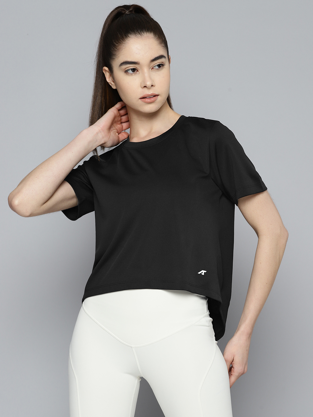 Women Anti Static Slim Fit Crop Sports T-shirt