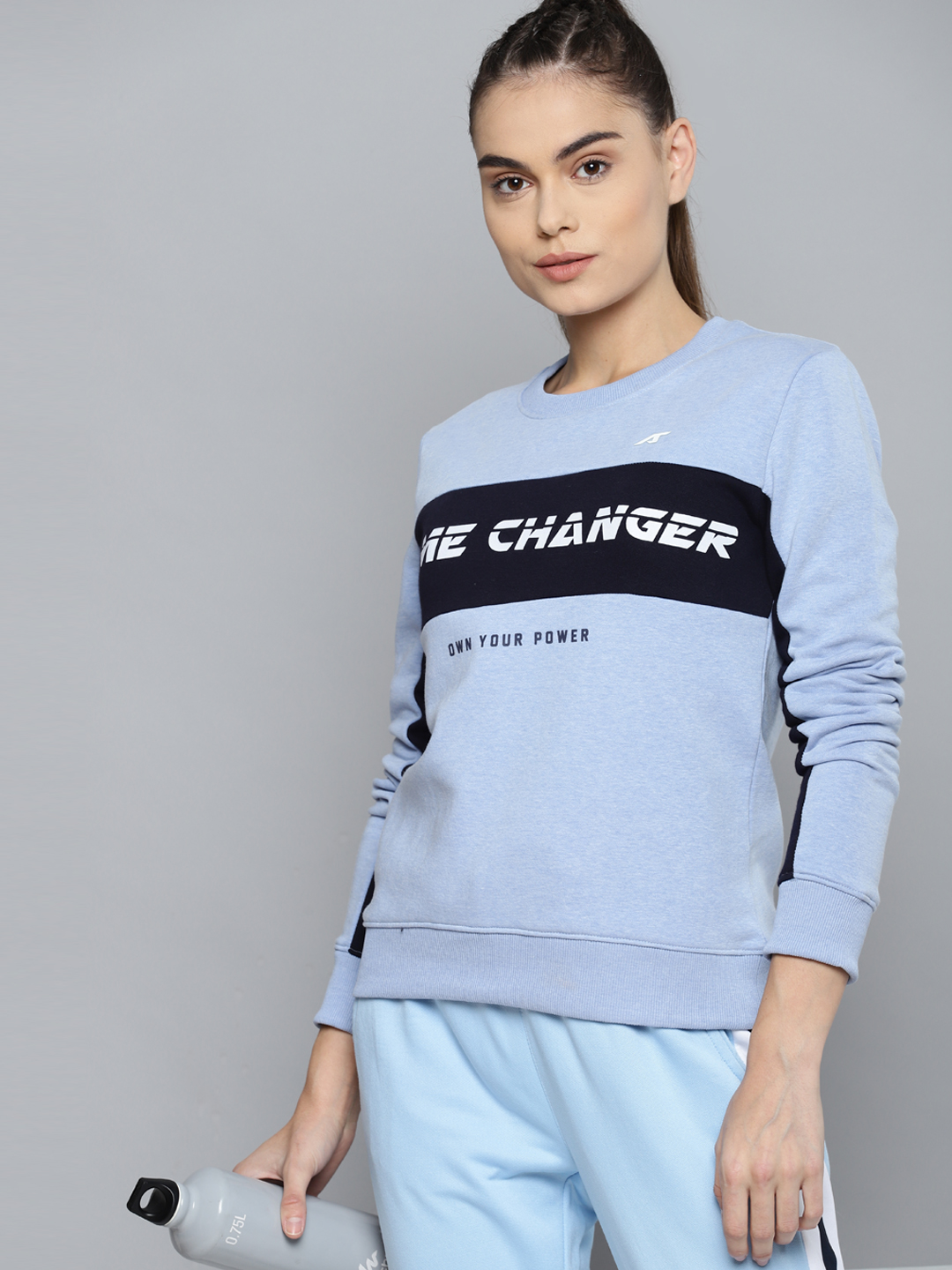 Women Blue Printed Sweatshirt