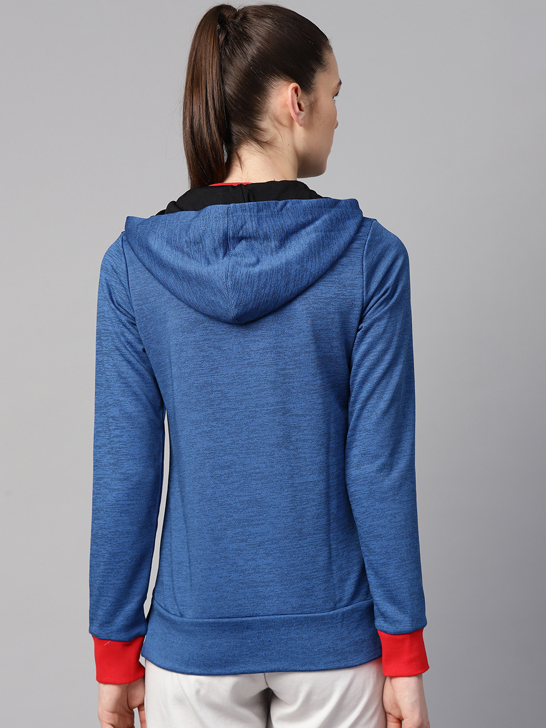 Alcis Women Blue Self Design Hooded Sweatshirt (3)