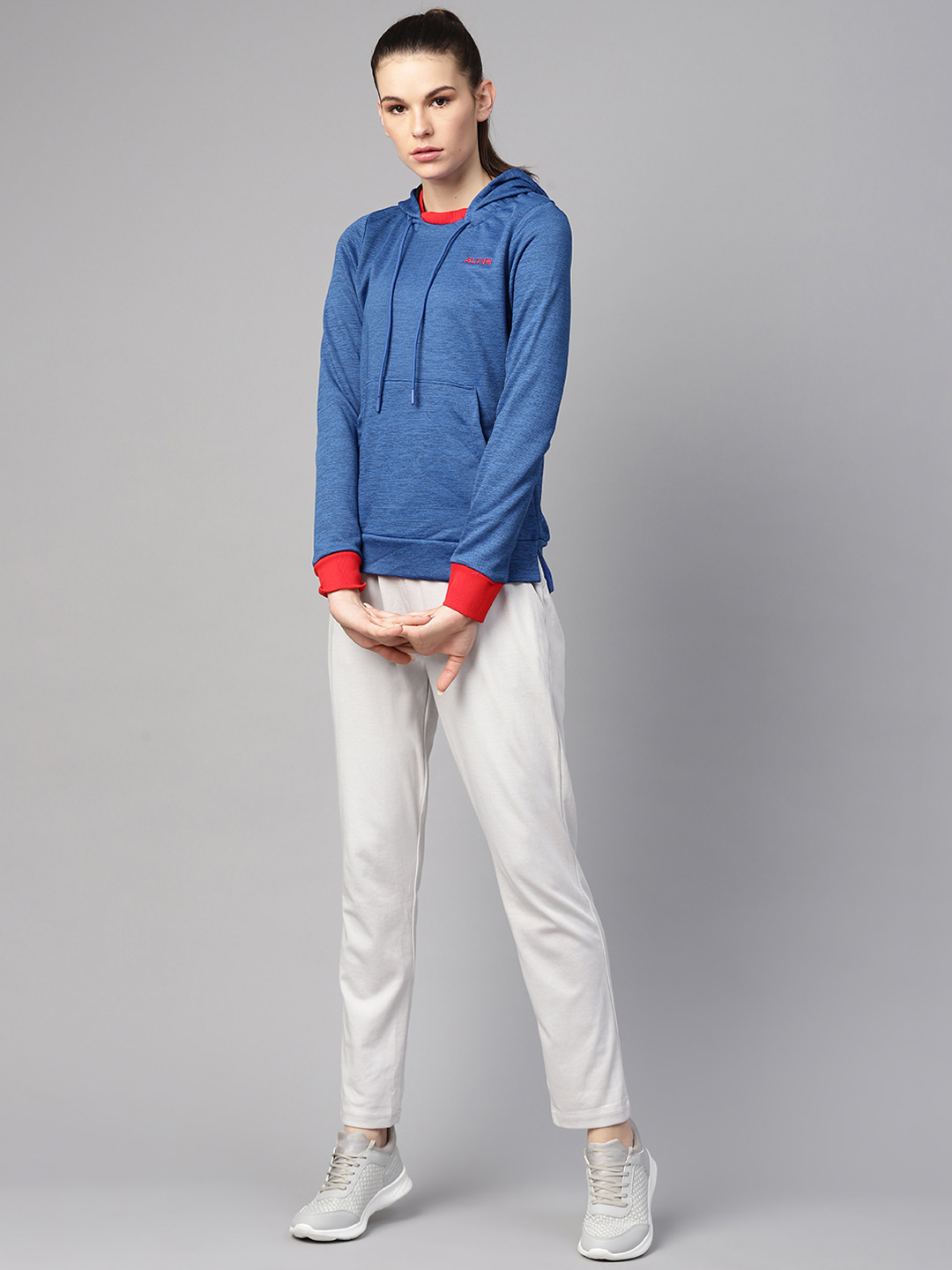 Alcis Women Blue Self Design Hooded Sweatshirt (4)