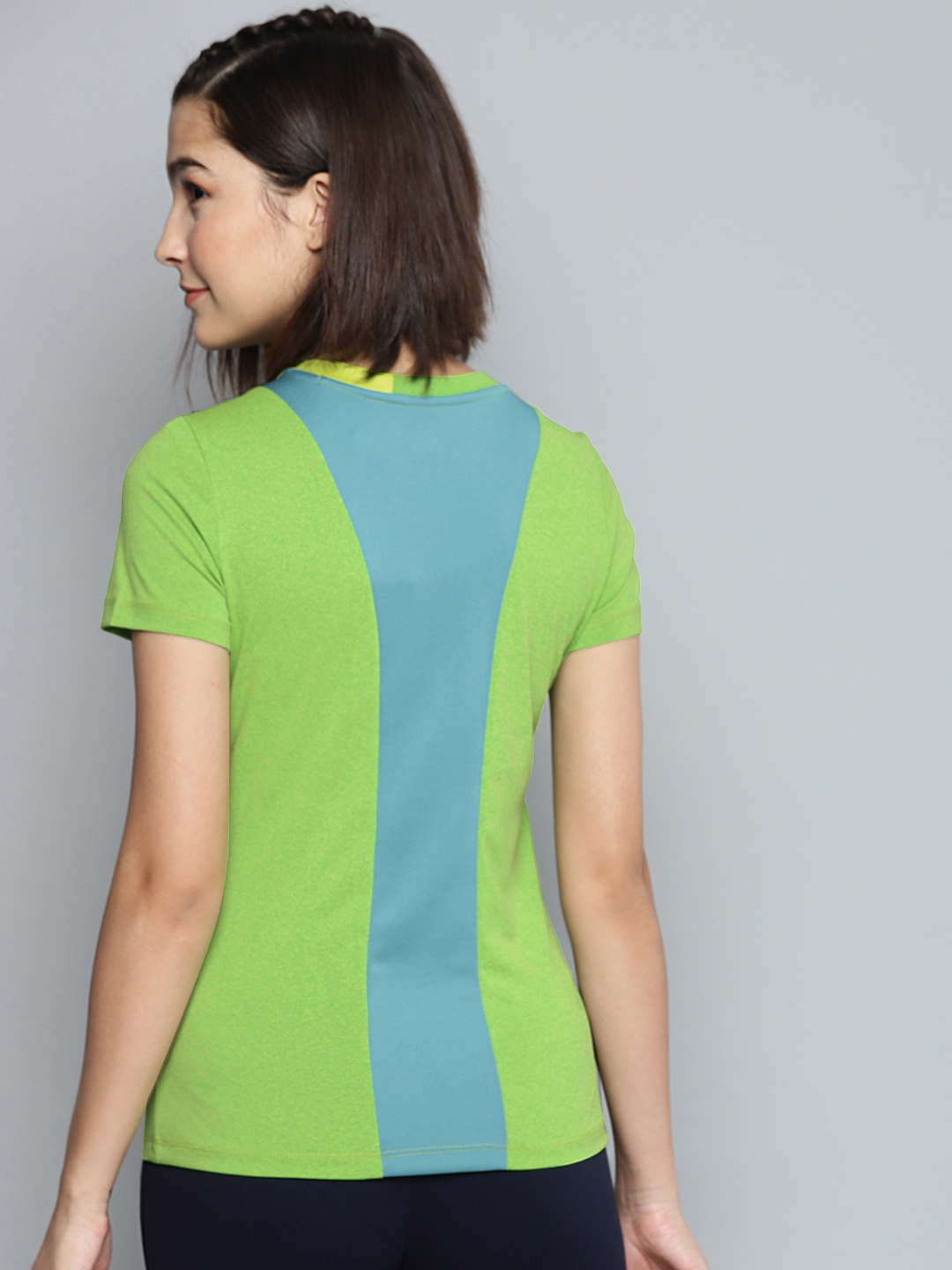 Alcis Women Green & Blue Solid Round Neck T-shirt (4)