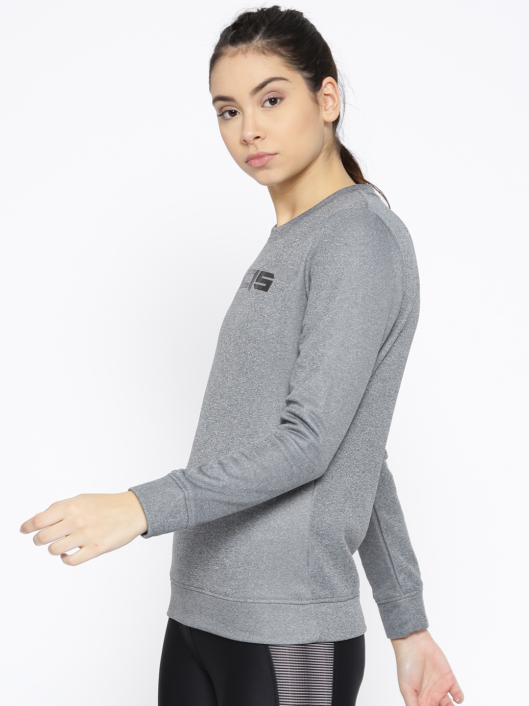 Alcis Women Grey Melange Solid Sweatshirt (4)