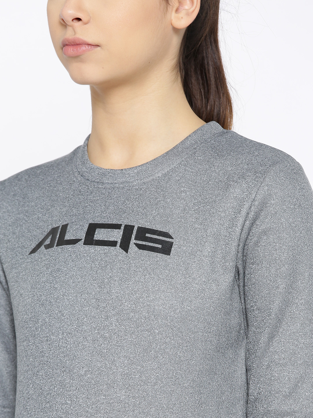 Alcis Women Grey Melange Solid Sweatshirt (5)