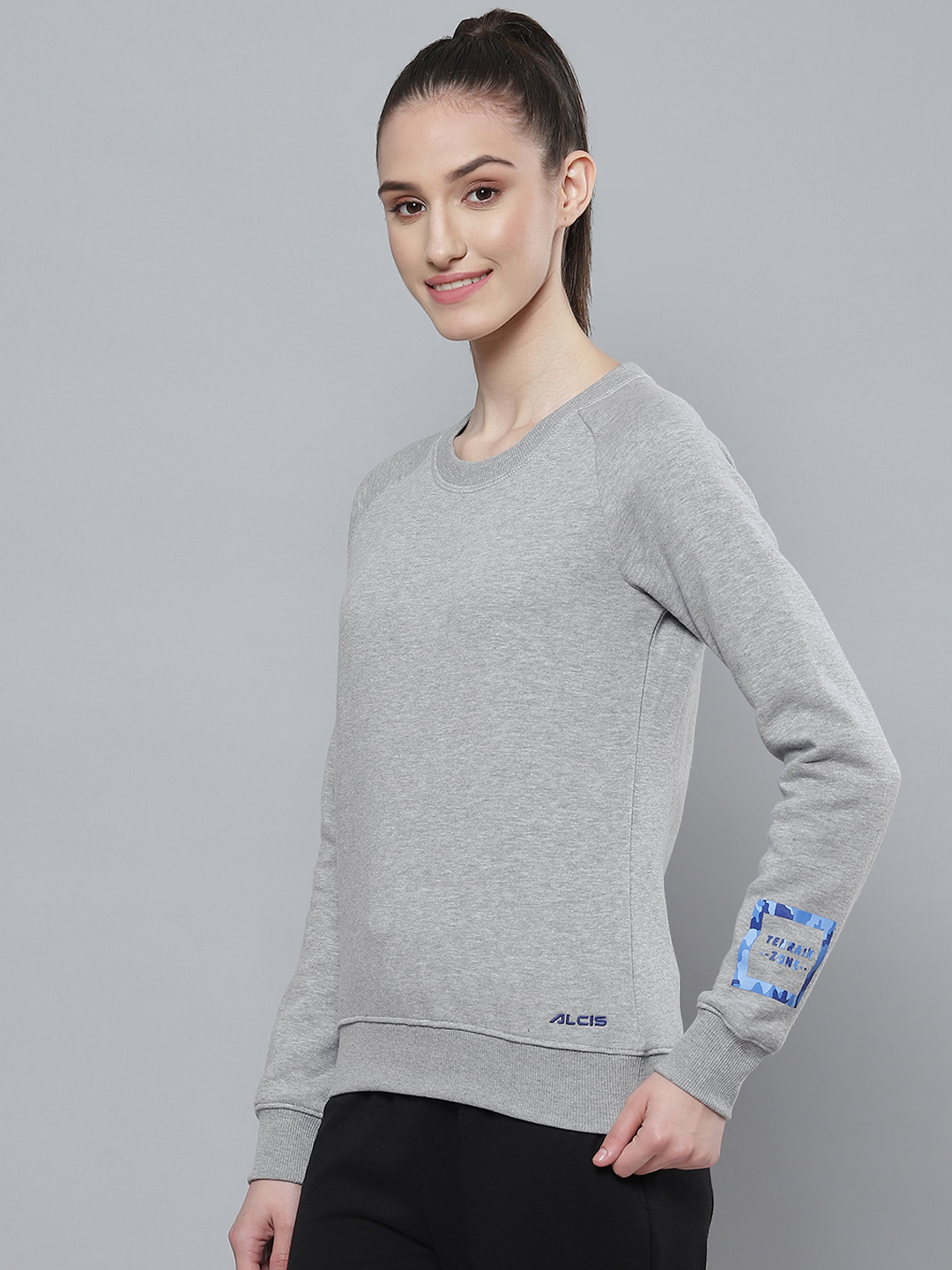 Alcis Women Grey Printed Detail Sweatshirt (2)