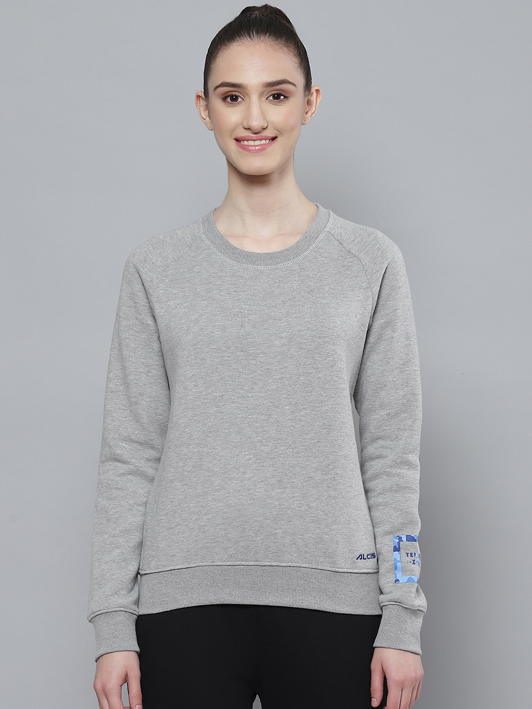 Women Grey Printed Detail Sweatshirt