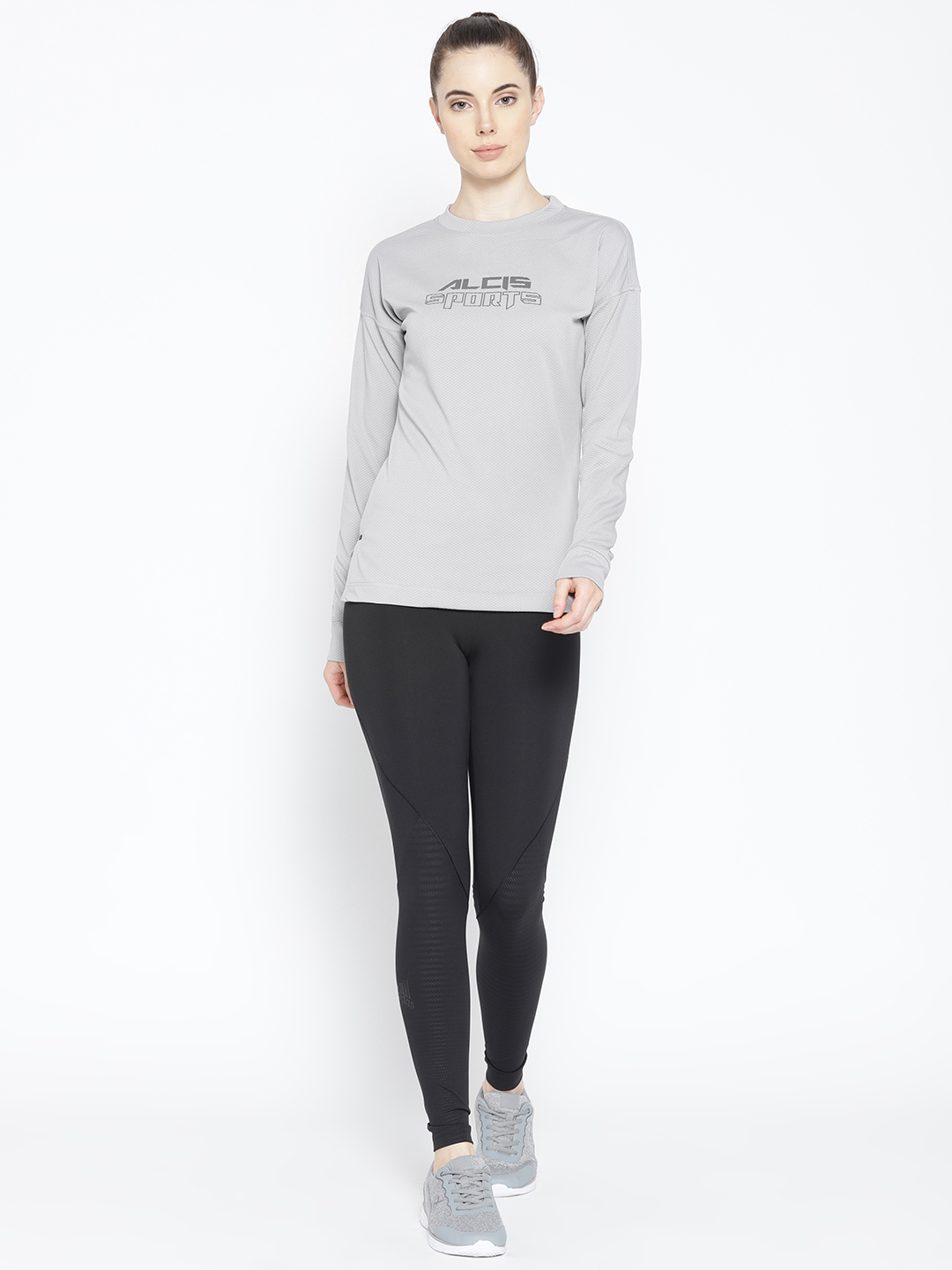 Alcis Women Grey Self Design Sweatshirt (2)