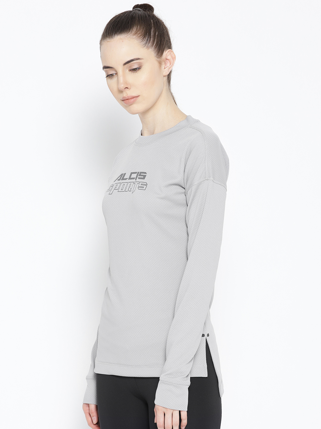 Alcis Women Grey Self Design Sweatshirt (4)