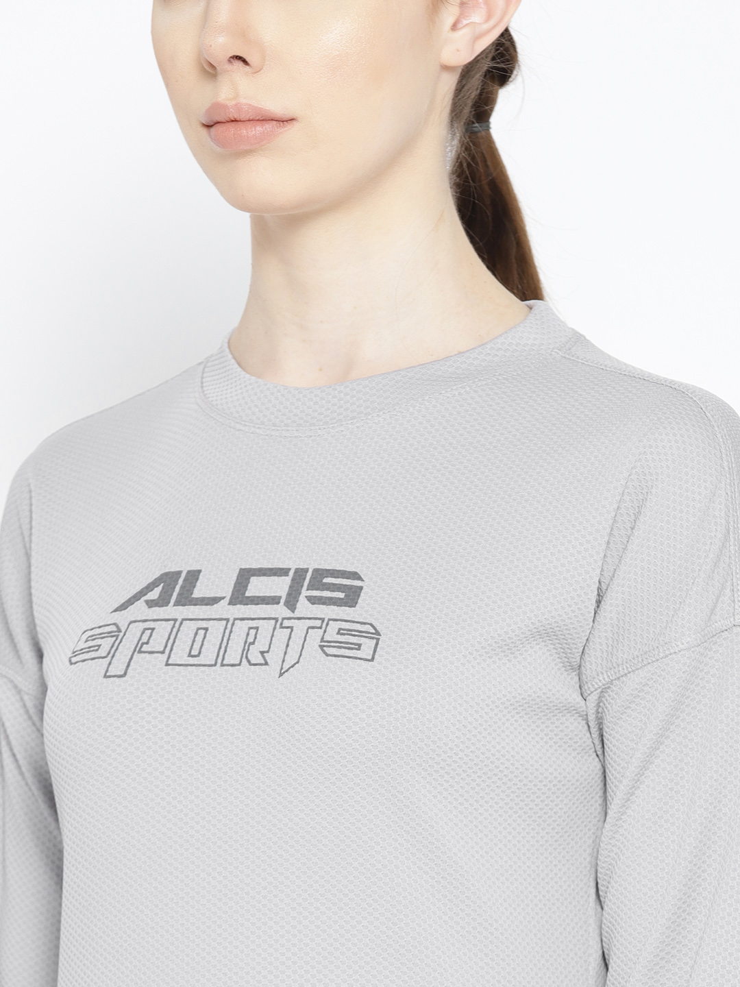 Alcis Women Grey Self Design Sweatshirt (5)