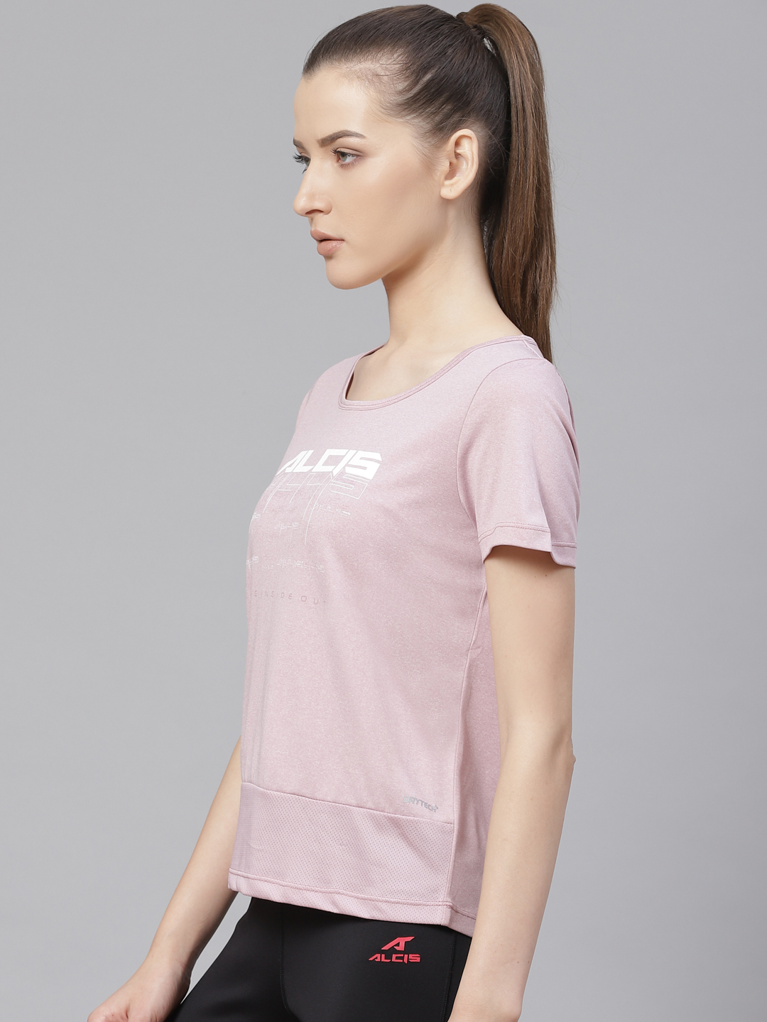 Alcis Women Lavender Printed Round Neck T-shirt (2)
