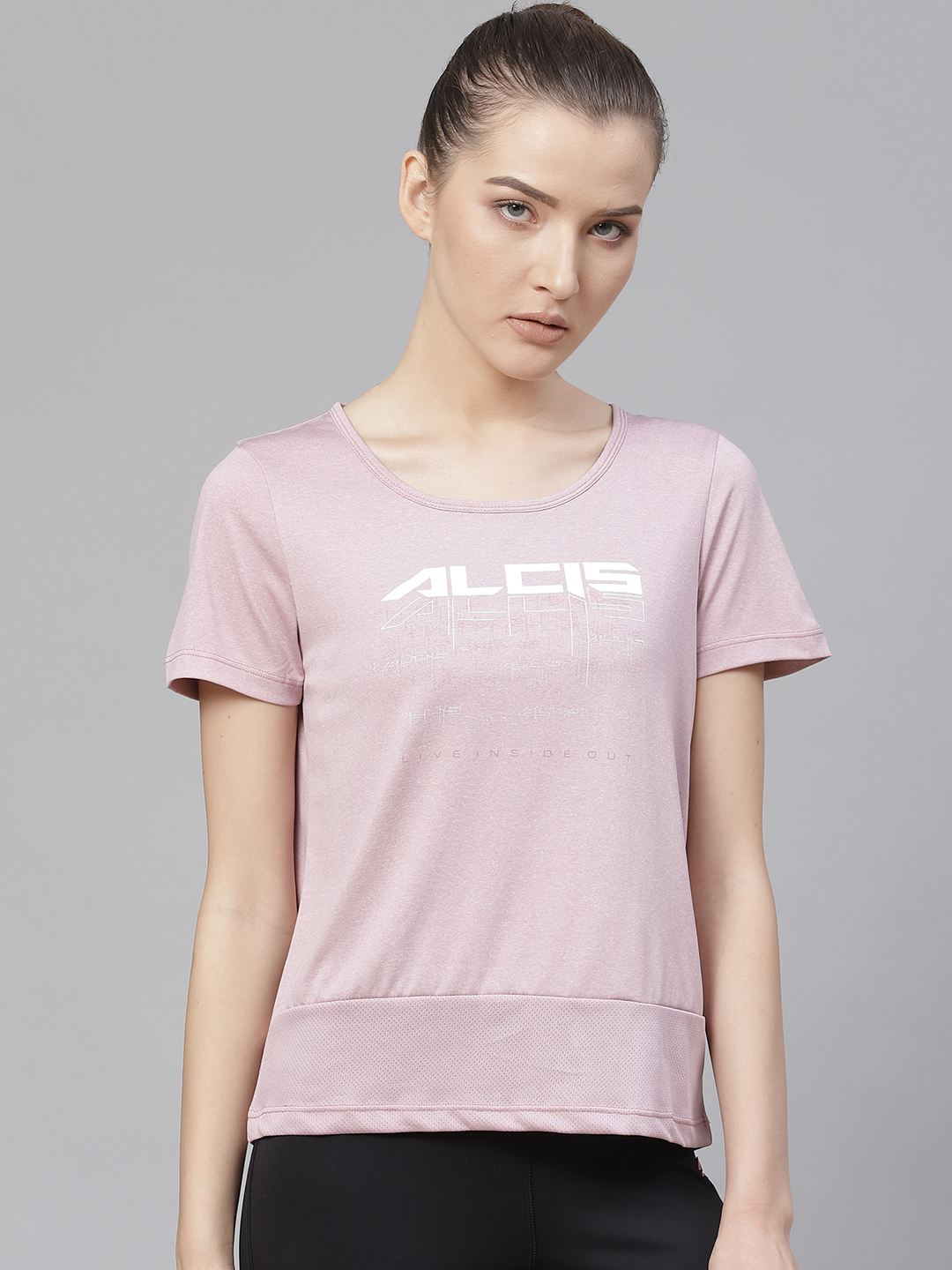 Women Lavender Printed Round Neck T-shirt