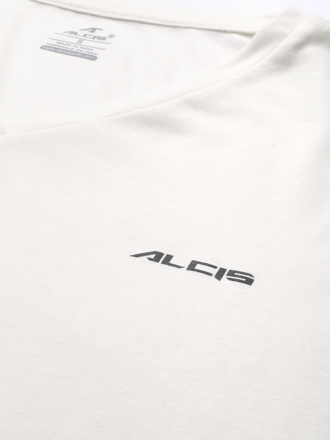 Alcis Women Off-White Solid V-Neck High-Low Training T-shirt (5)