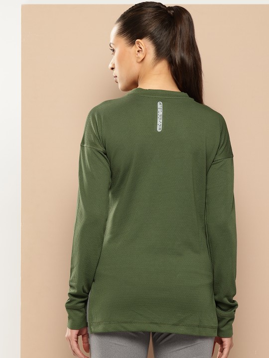 Alcis Women Olive Green Solid Sweatshirt (3)
