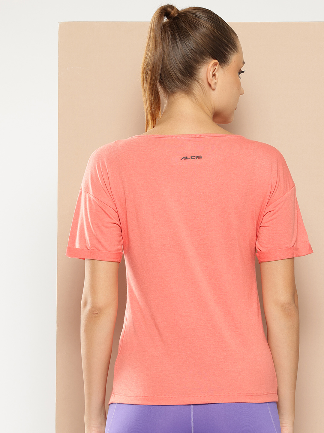 Alcis Women Peach-Coloured Printed Round Neck T-shirt (3)