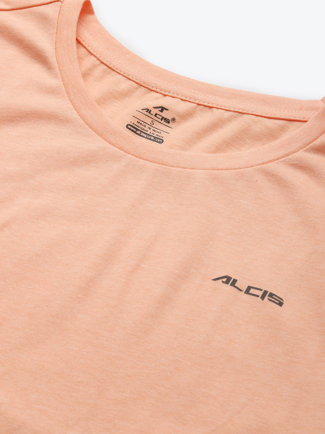 Alcis Women Peach-Coloured Slim Fit Solid Round Neck T-shirt (5)