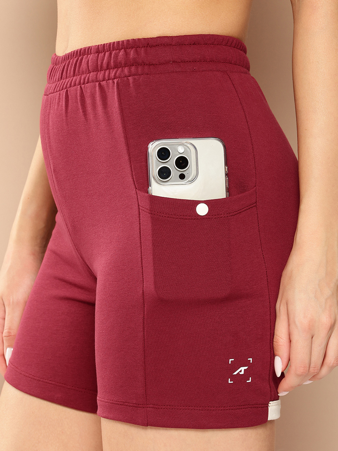 Alcis Women Training Gym Sports Slim-Fit Maroon Shorts (8)