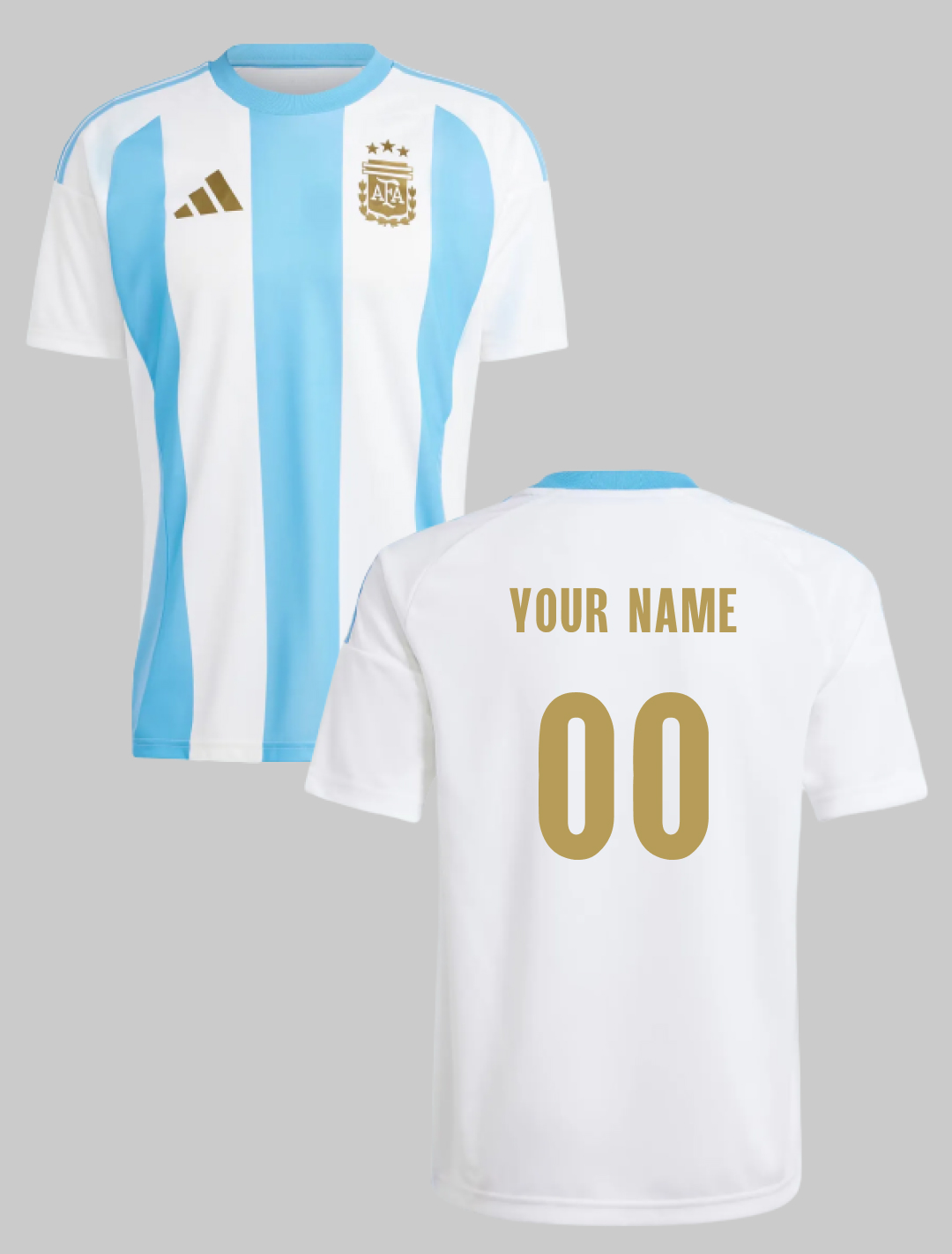 Argentina Adidas Official AFA Home Fan Jersey - Customised