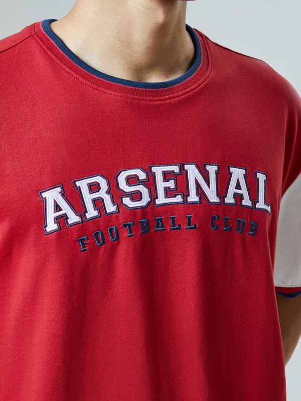 Arsenal F.C. Men Red and White Round Neck T-Shirt (3)