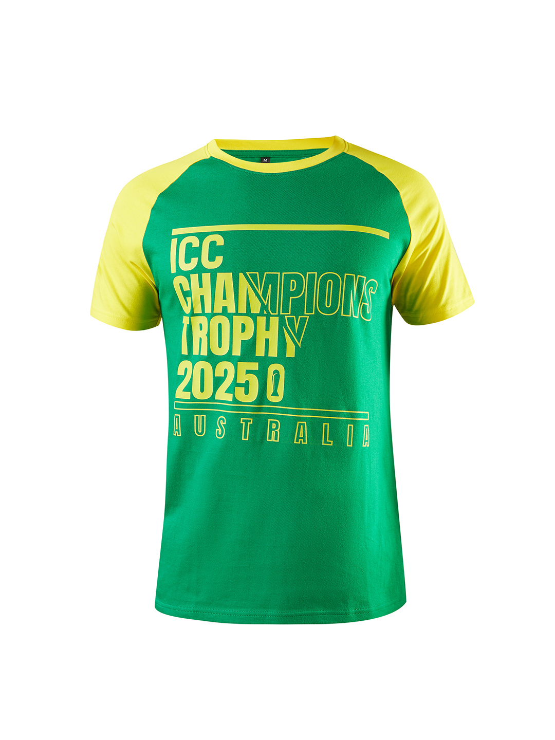 Australia ICC Champions Trophy 2025 Men Green and Yellow Printed Colorblocked Half Sleeves Round Neck Cotton T-Shirt (5)