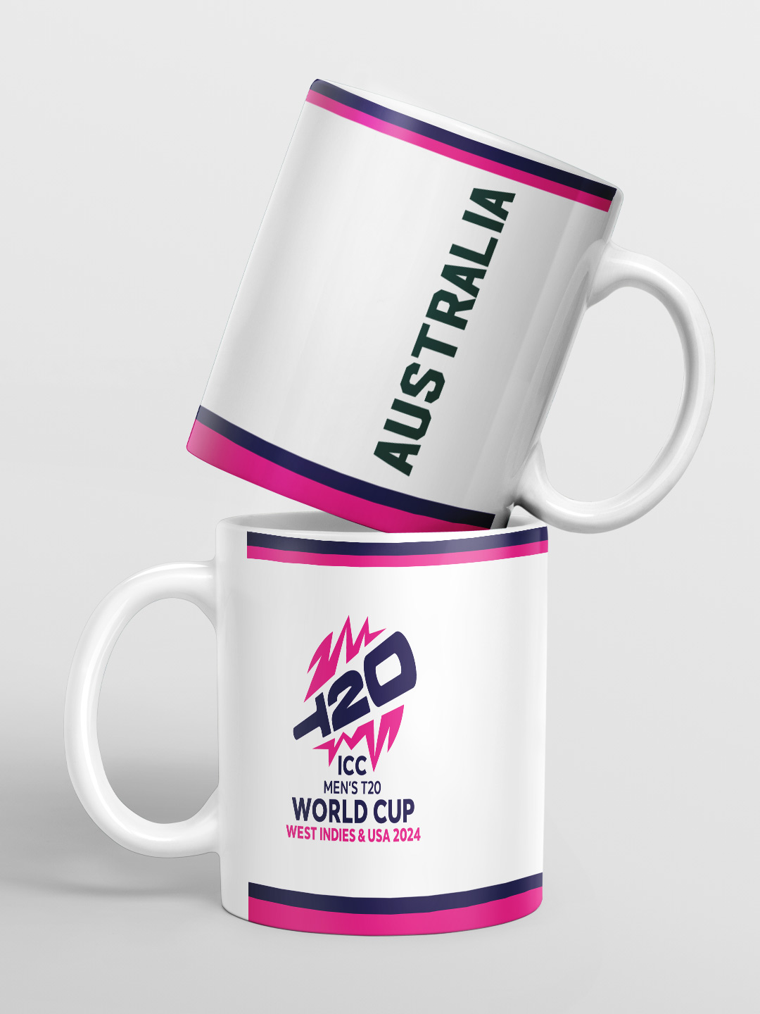 Australia ICC Men's T20 WC-24 Team Australia White and Pink Printed Ceramic Mug 325 ML (1)