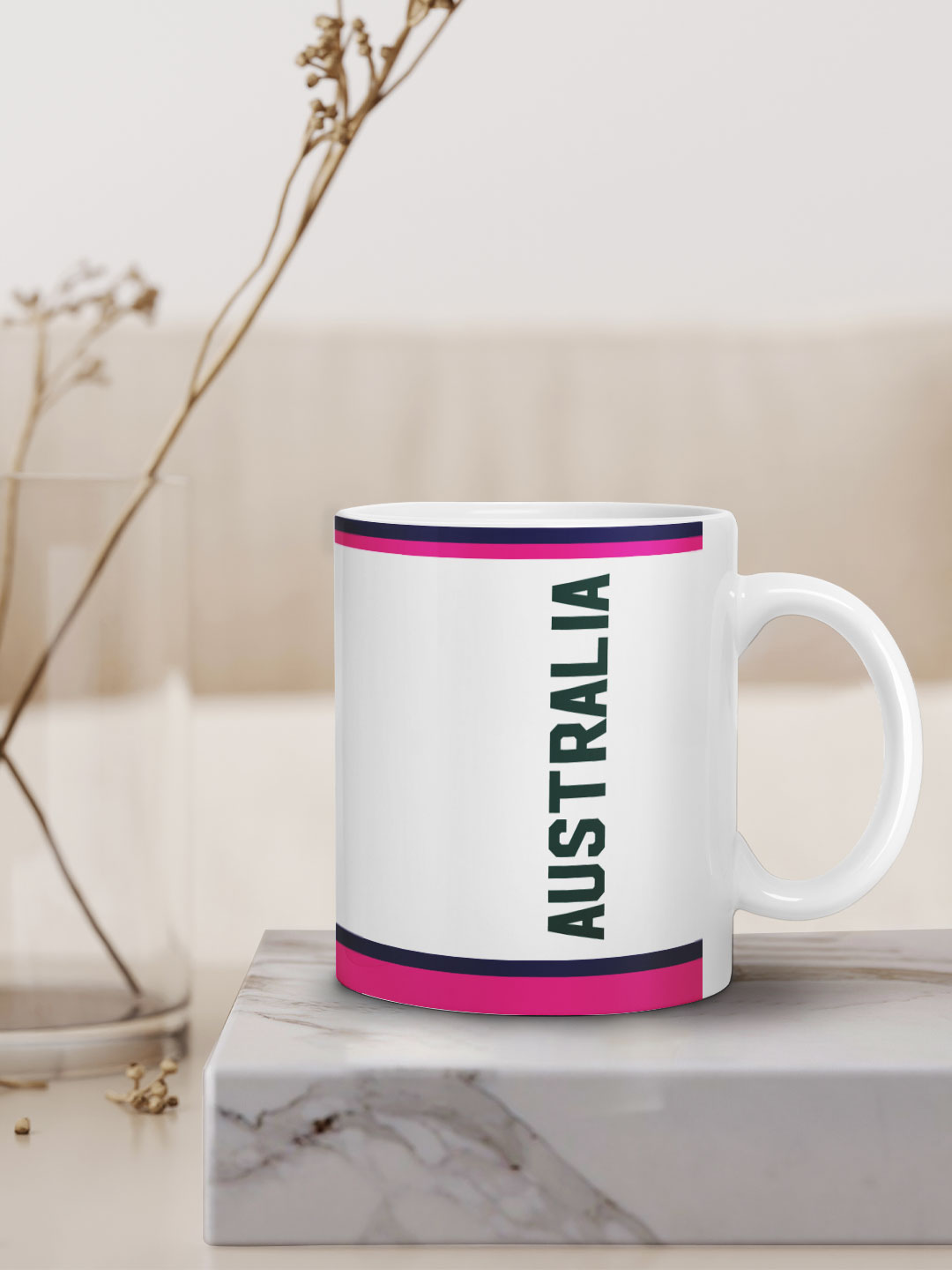 Australia ICC Men's T20 WC-24 Team Australia White and Pink Printed Ceramic Mug 325 ML (7)