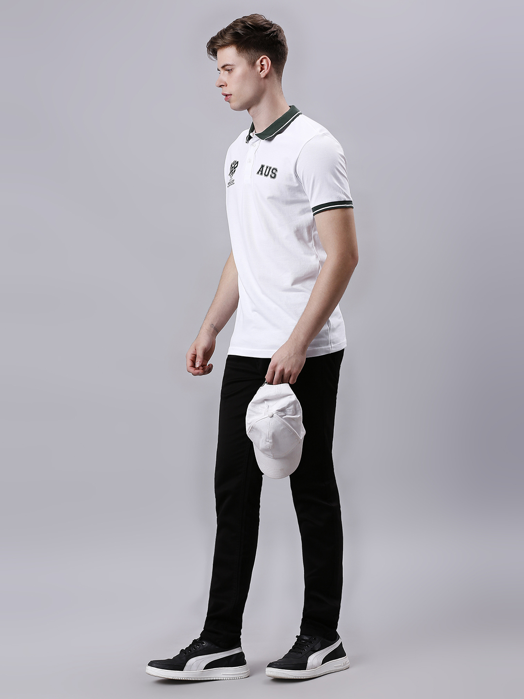 Australia ICC Men's T20 WC-24 White Logo Printed Half Sleeves Polo Collar Cotton T-Shirt (7)