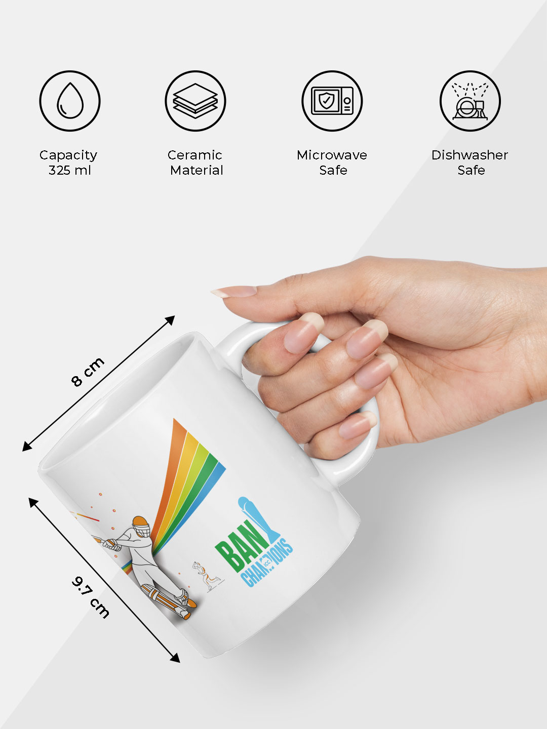 Bangladesh ICC Champions Trophy 2025 - Ceramic Glossy Printed Mug, Microwave and Dishwasher Safe, Tea and Coffee Mug - 3 (5)
