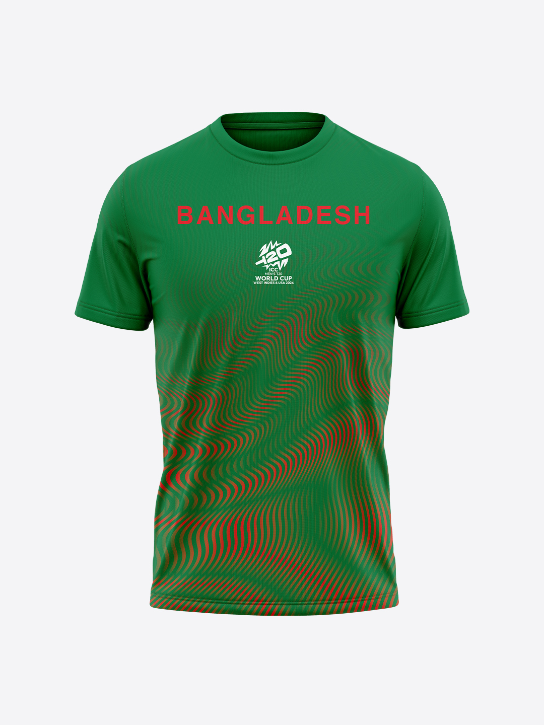 Bangladesh ICC Men's T20 WC-24 Green Logo Printed Half Sleeves Round Neck Polyester T-Shirt (1)