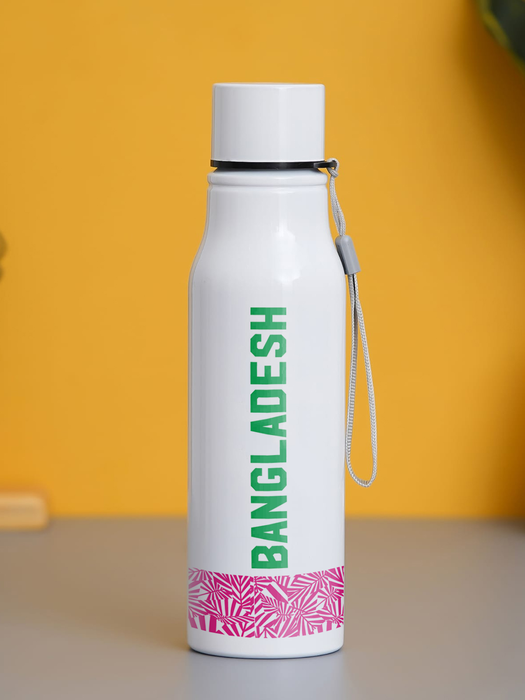 Bangladesh ICC Men's T20 WC-24 Team Bangladesh White and Pink Printed Single Walled Stainless Steel Water Bottle - 750 M (1)