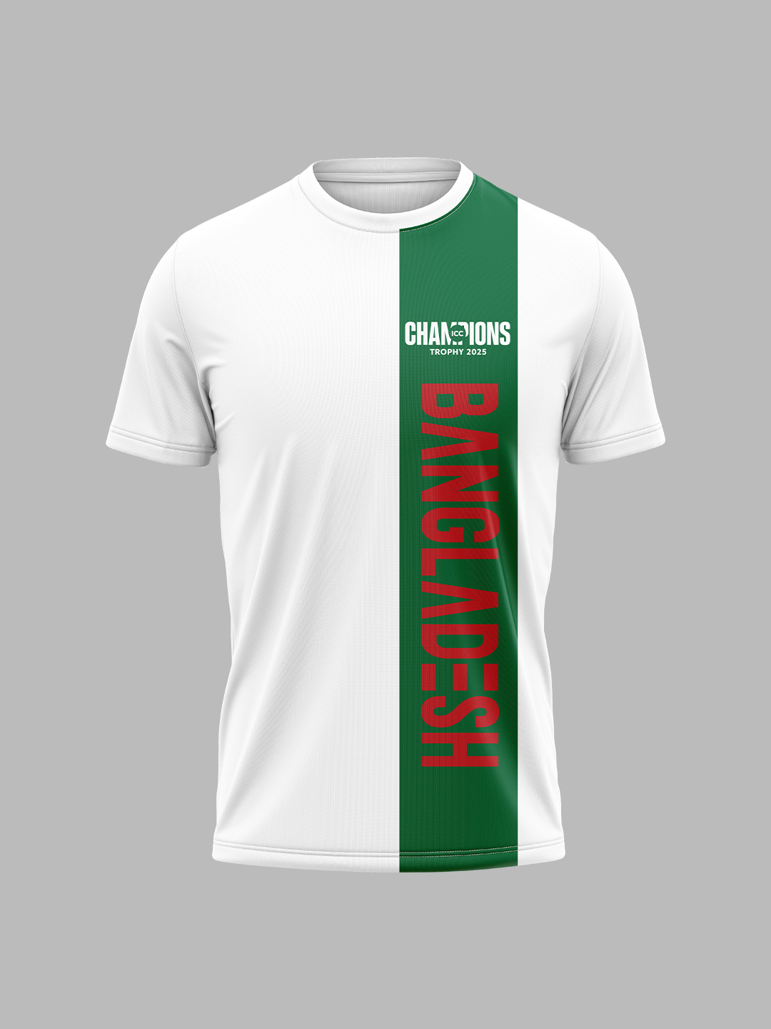 Bangladesh Men White Typography Printed Half Sleeves Round Neck Polyester T-Shirt