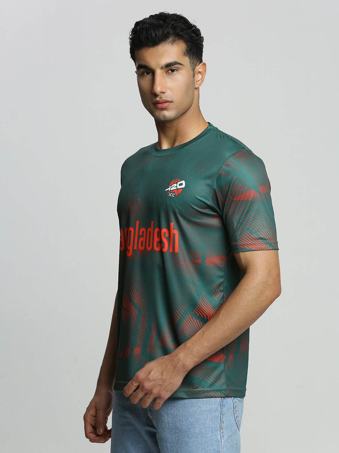 Bangladesh Unisex Green Printed Half Sleeves Round Neck Polyester T-shirt (2)